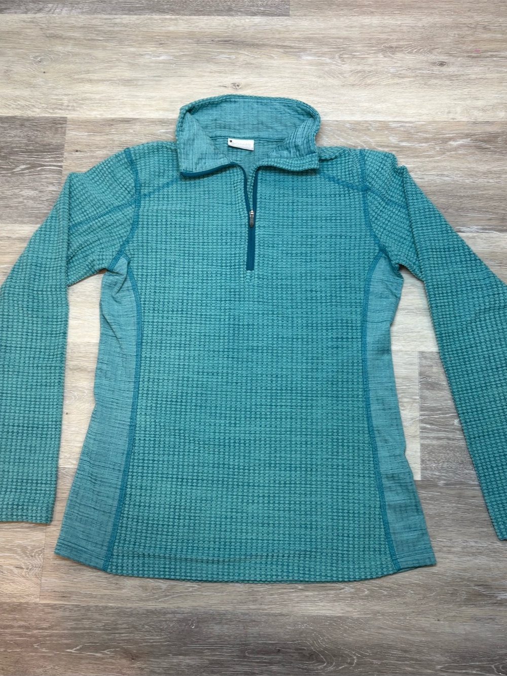 Columbia Women’s Medium Teal Textured Quarter Zip Fleece Pullover Activewear